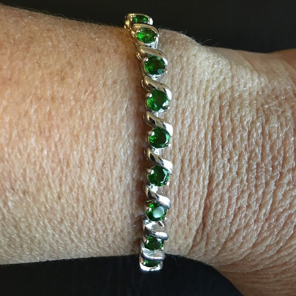 Sterling Silver Chrome Diopside Tennis Bracelet